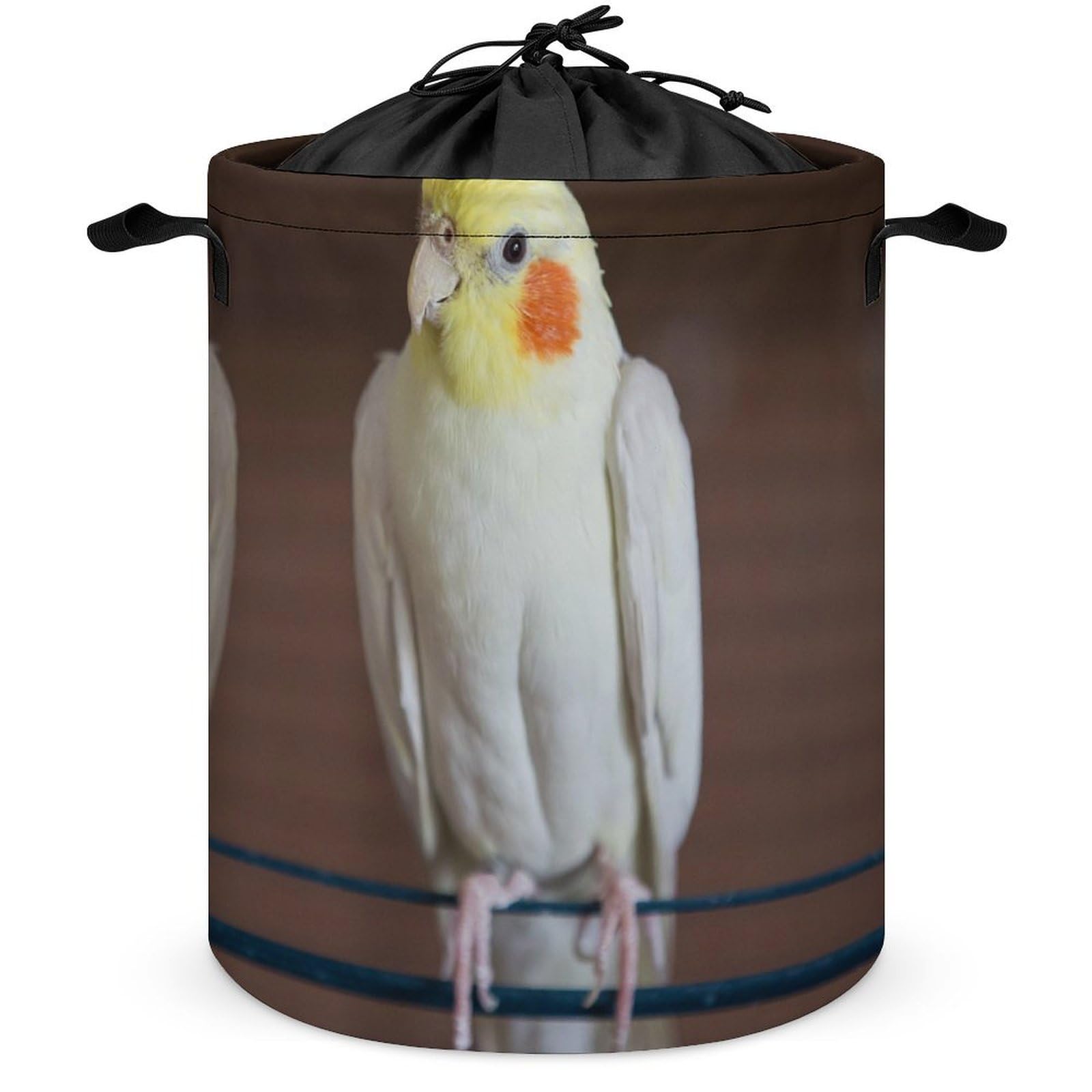 Qjjinxior Drawstring Laundry Hamper, Cockatiel Parakeet Laundry Basket, Washing Basket with Handle