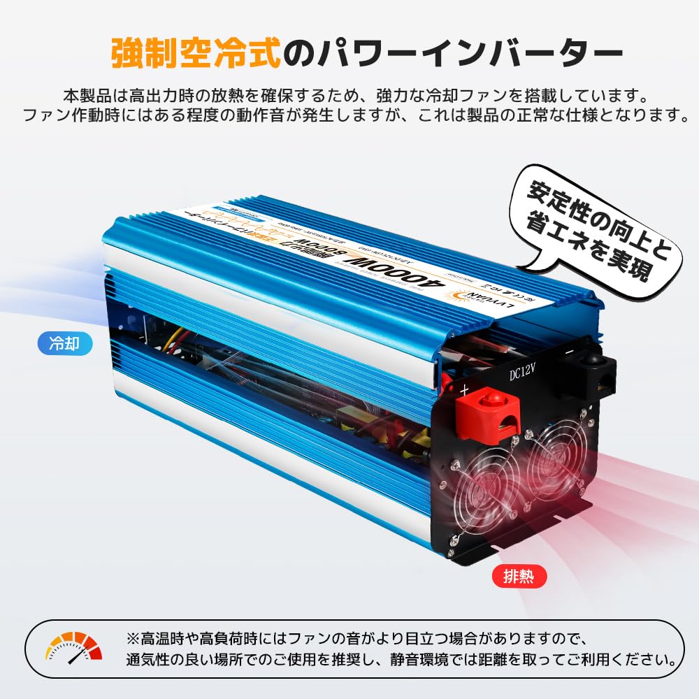 Amazon | LVYUAN（リョクエン） 正弦波インバーター 12V/4000W(瞬間 