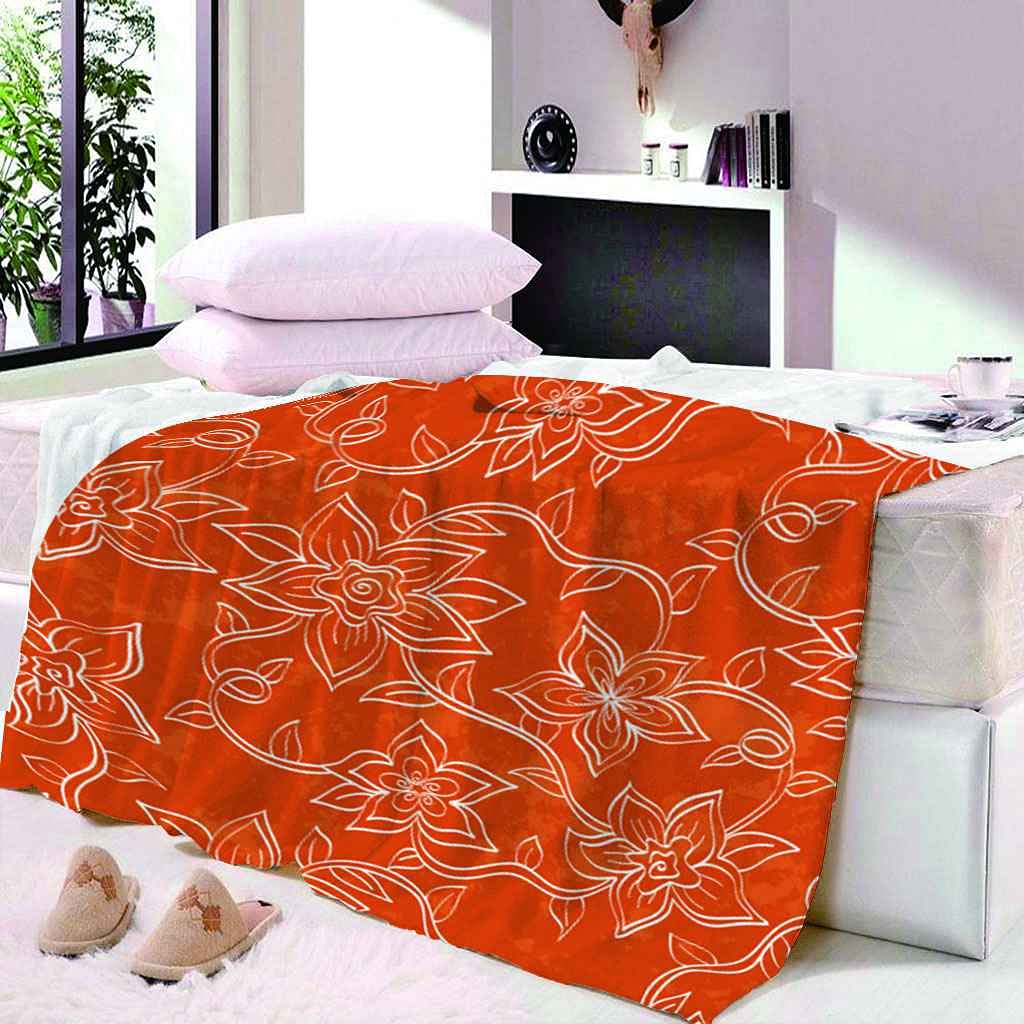 Couverture polaire microfibre orange chaude pour lit 130x150cm