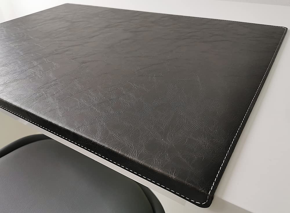 Gewinkelte Schreibtischunterlage mit Kantenschutz in Lora Leder 60 x 38 Schwarz