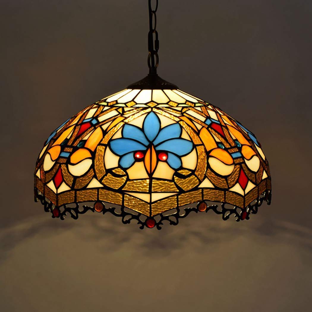 YNIYUJKL Retro Ceiling Lightpastoral Style Pendant Light Tiffany Pendant Lamp Grape Art Chandelier With Stained Glass Bar Home Balcony Bedroom