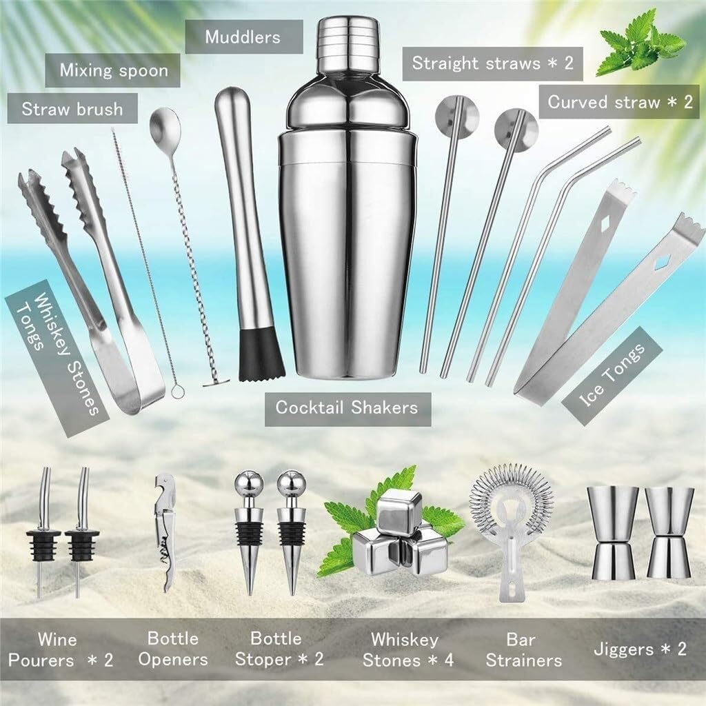 Shaker Cocktail 22 Set Cocktail Shaker Bar in Acciaio Inox Accessori per Bar Set(550ml)