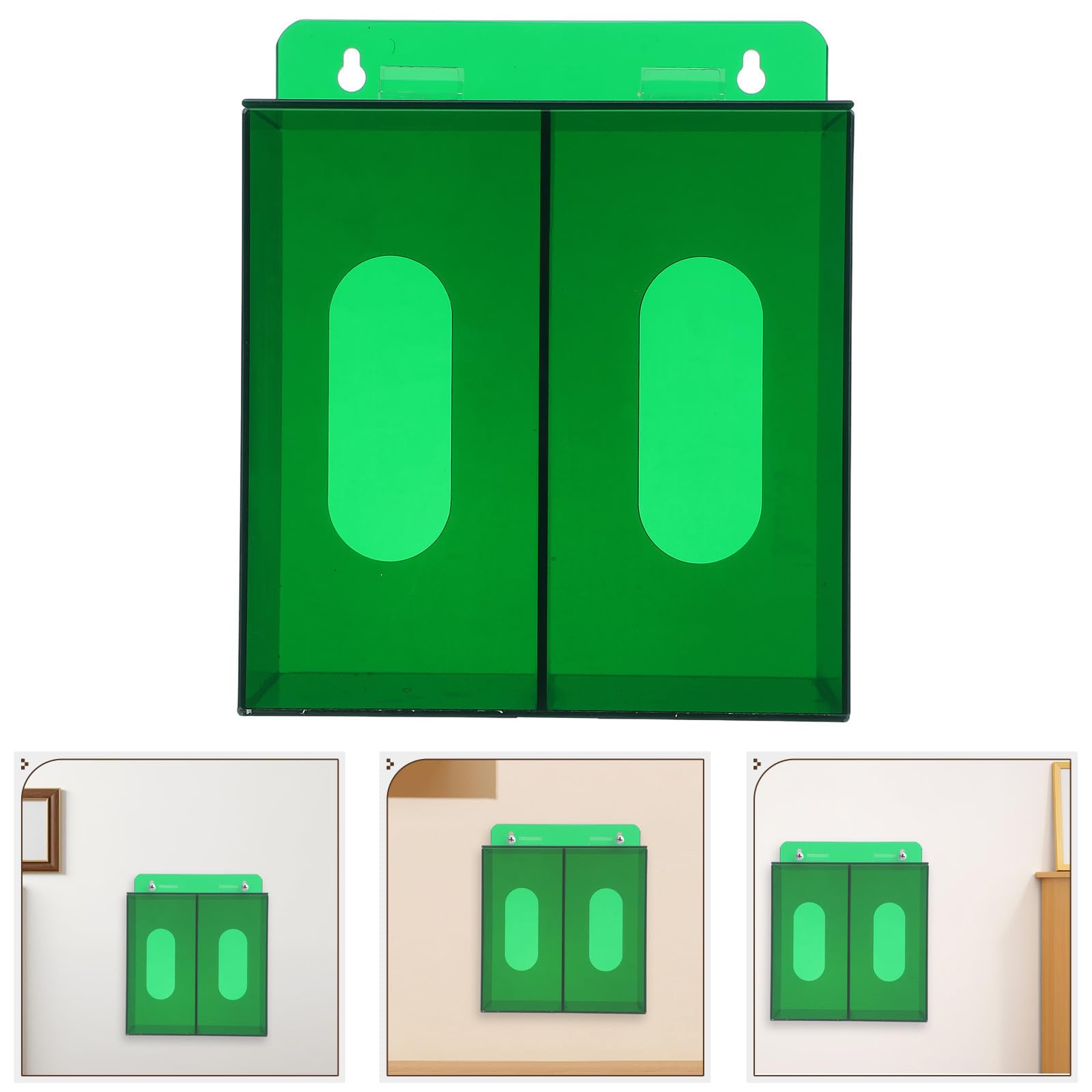 NUOBESTY Porta Mascherine e Guanti in Acrilico Blu con Montaggio a Muro, Design Moderno con Doppio Scomparto e Bordi Arrotondati per Ospedali e Ingressi, Salvaspazio