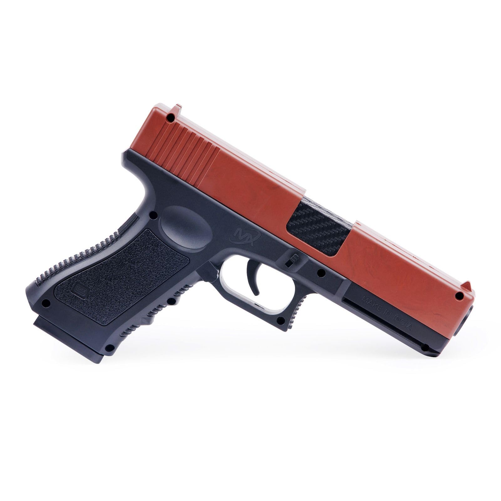 Toy Pistol Model with Magazine Loading Action,Shooting & Police, Army, Action Role Play Gun, Jump Ejecting & Soft Bullets for Kids Indoor & Outdoor Gaming Gun, 12 Years+ Children (Brown & Black)