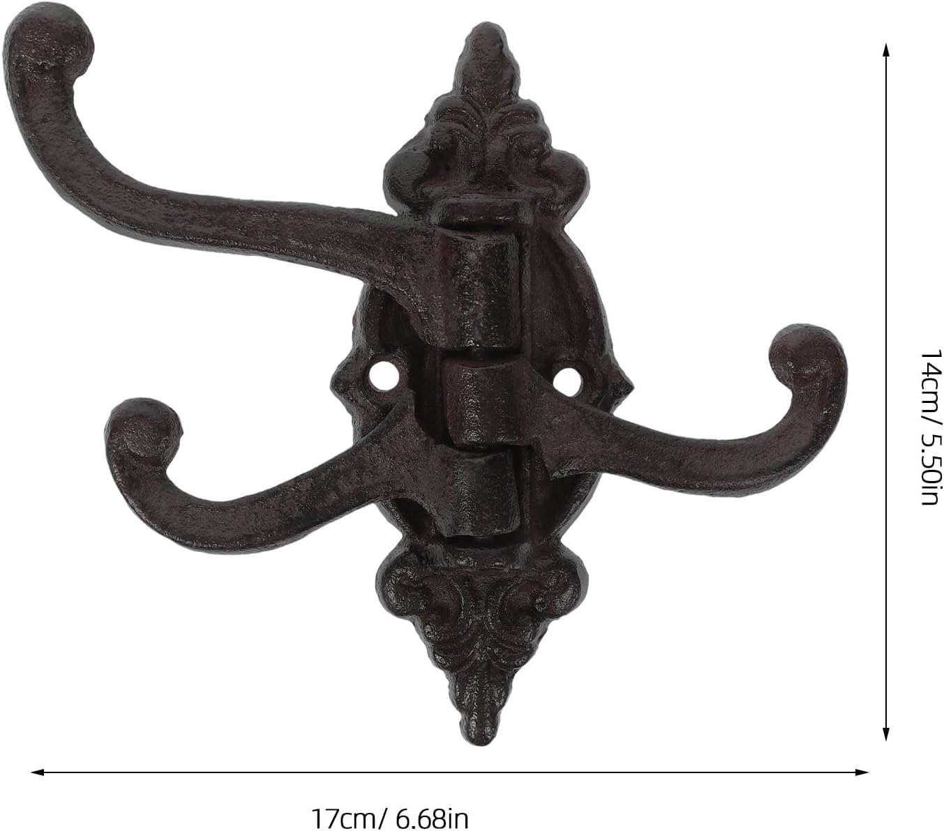 Rustic Cast Iron Wall Hooks with Swivel Arms 2pcs, Vintage Decorative Coat and Bag Hangers for Entryway, Bathroom, and Hallway Storage