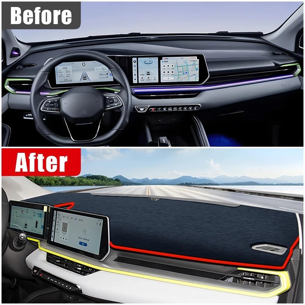 Pasuje do Geely pasuje do Coolray Cool 2022-2025 deska rozdzielcza samochodu osłona przeciwsłoneczna pokrywa instrumentu mata antypoślizgowa(B Black)