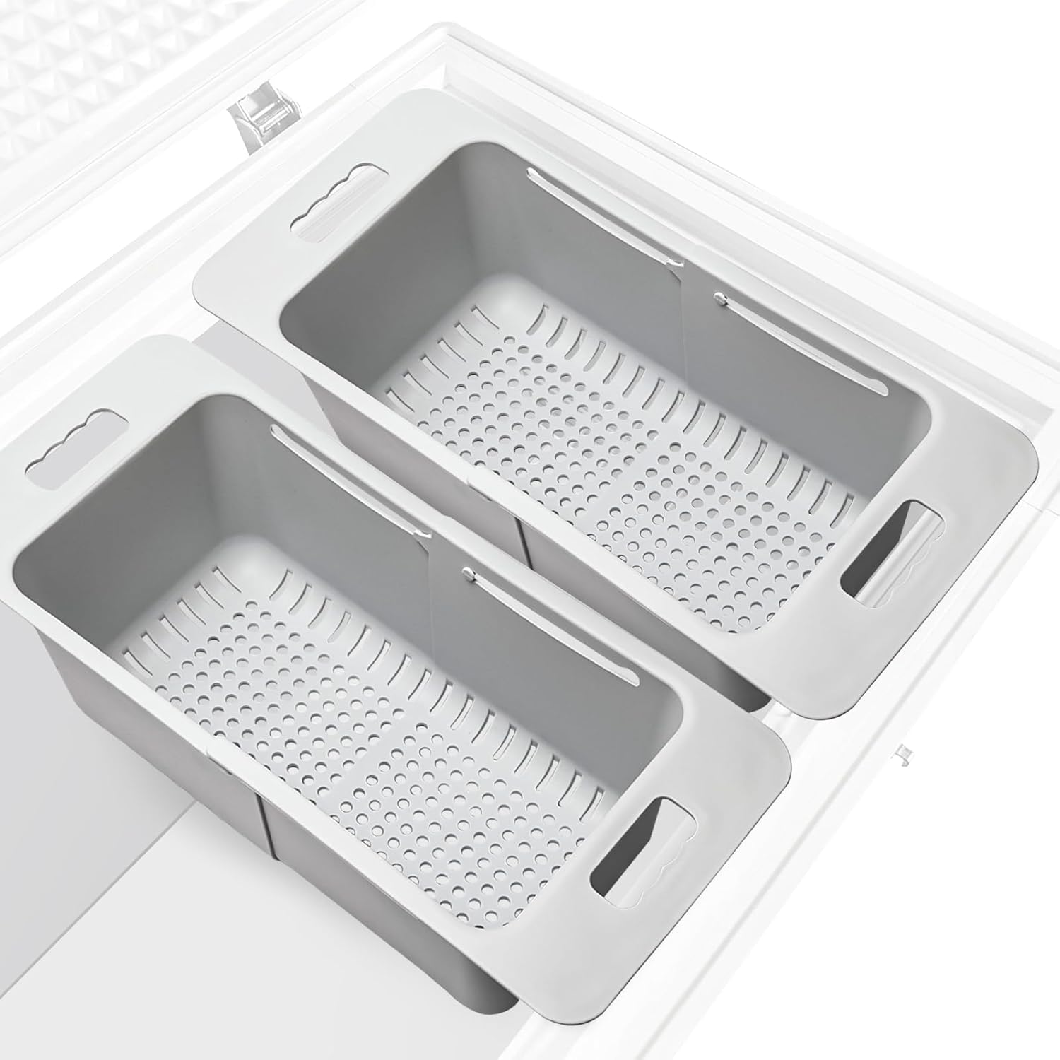 2 Packs Adjustable Freezer Baskets for Chest Freezer