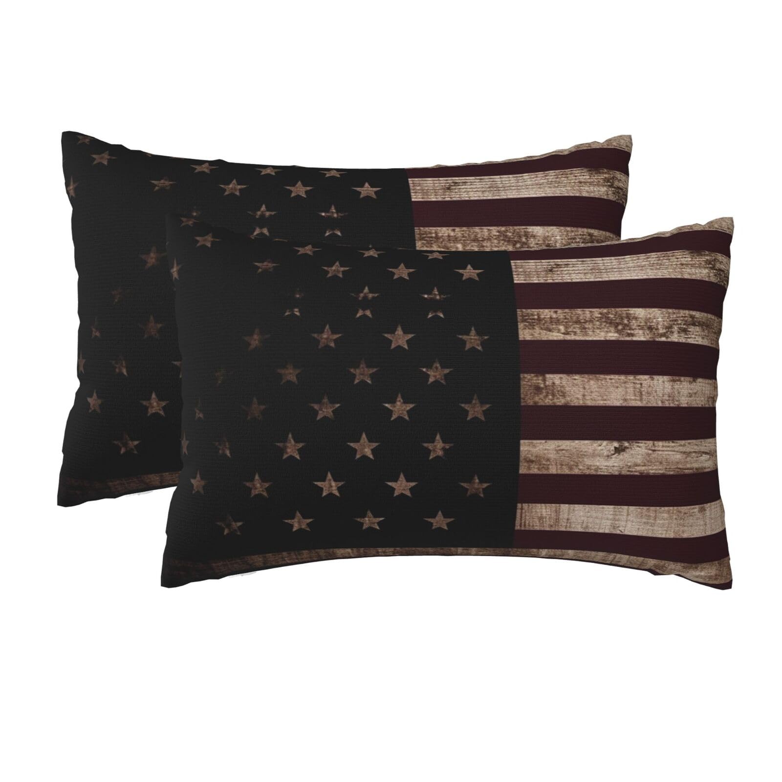 2 Pack Queen Size Pillow Cases for Hair and Skin Soft Breathable Pillow Case Covers with Hidden Zipper American Flag and Baseball bat Pillowcase 20x30 Inches Pillow Cover for Sleeping Gift