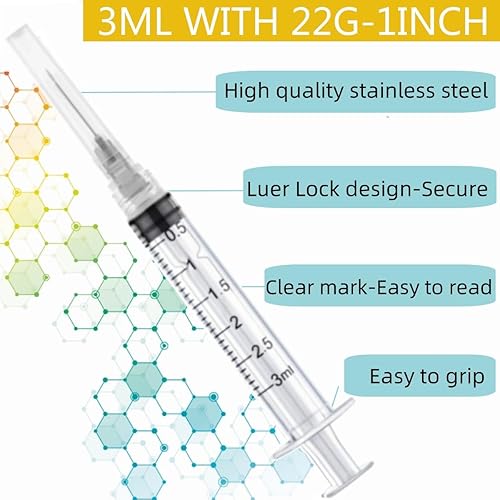 Miniatura 9 de Paquete de 25 jeringas de 0.1 fl oz con calibre Luer Lock 18, paquete sellado individual