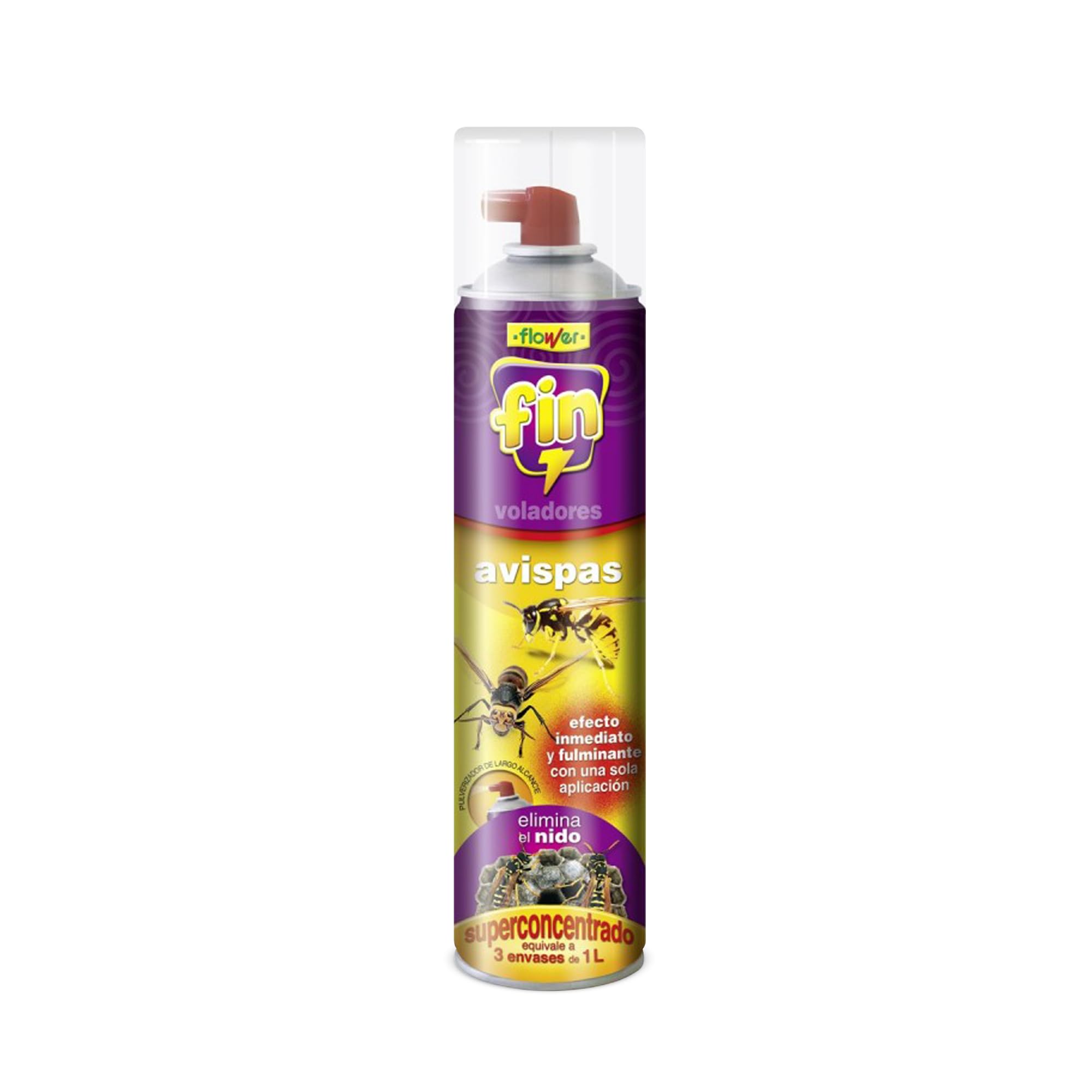 Flower - Insecticida Avispas y Nidos | Eficacia Rápida y Duradera | Pulverizador Largo Alcance | Ideal para Jardines y Terrazas | No Mancha, 6.5x6.5x29.5 cm, Insecticida en Aerosol