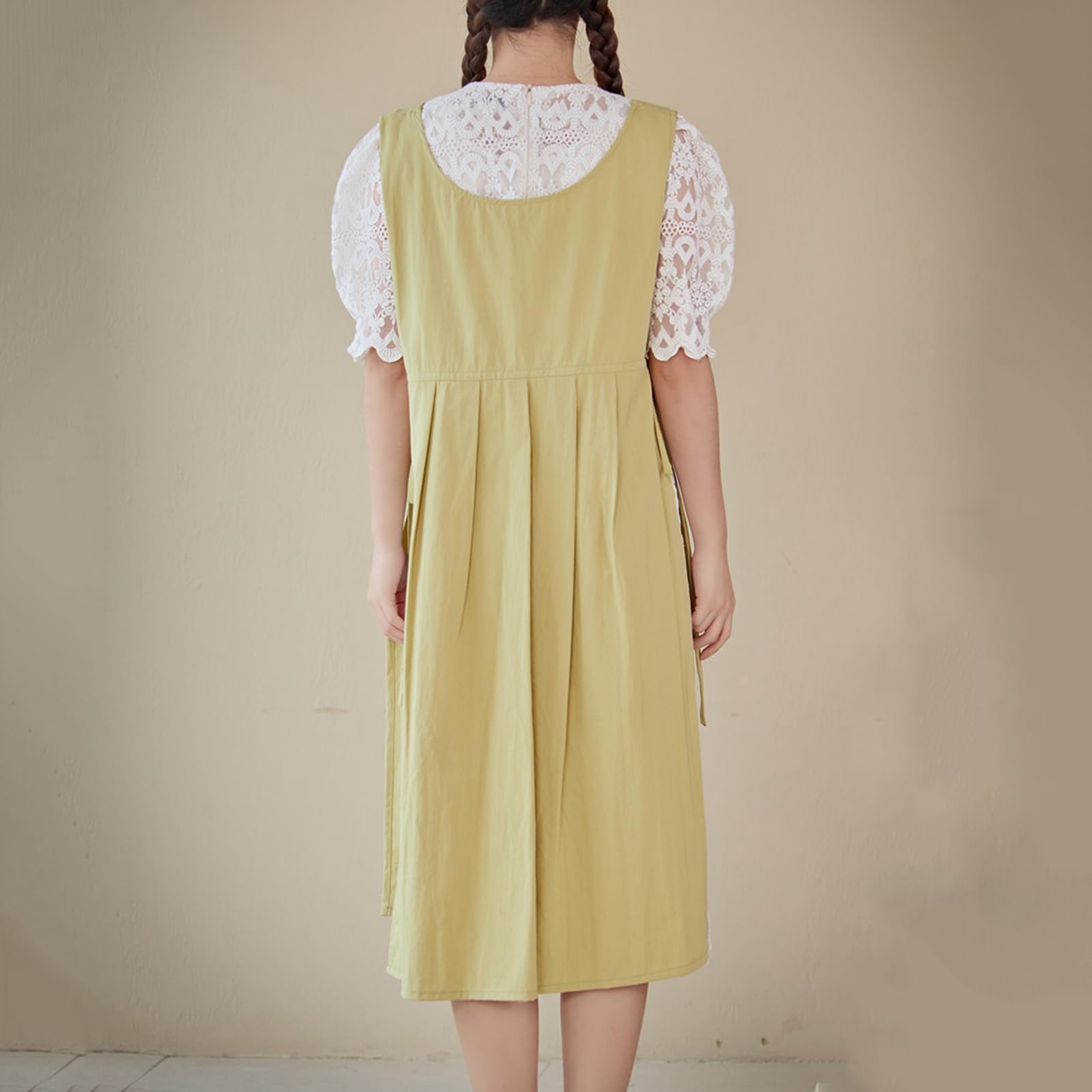 Tabliers de Cuisine en Coton pour Femme, avec Poches, idéal pour la Peinture et Le Jardinage, Taille Unique, Bleu (Vert, Taille Unique)