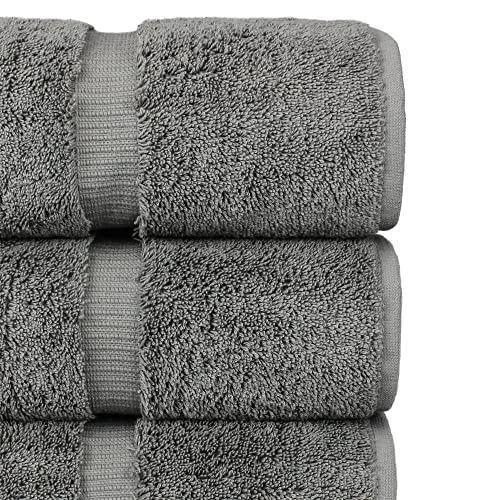 Chakir Turkish Linens 100% Cotton Premium Turkish Towels For Bathroom | 27'' X 54'' (4-Piece Bath Towels - Gray) #TOP1