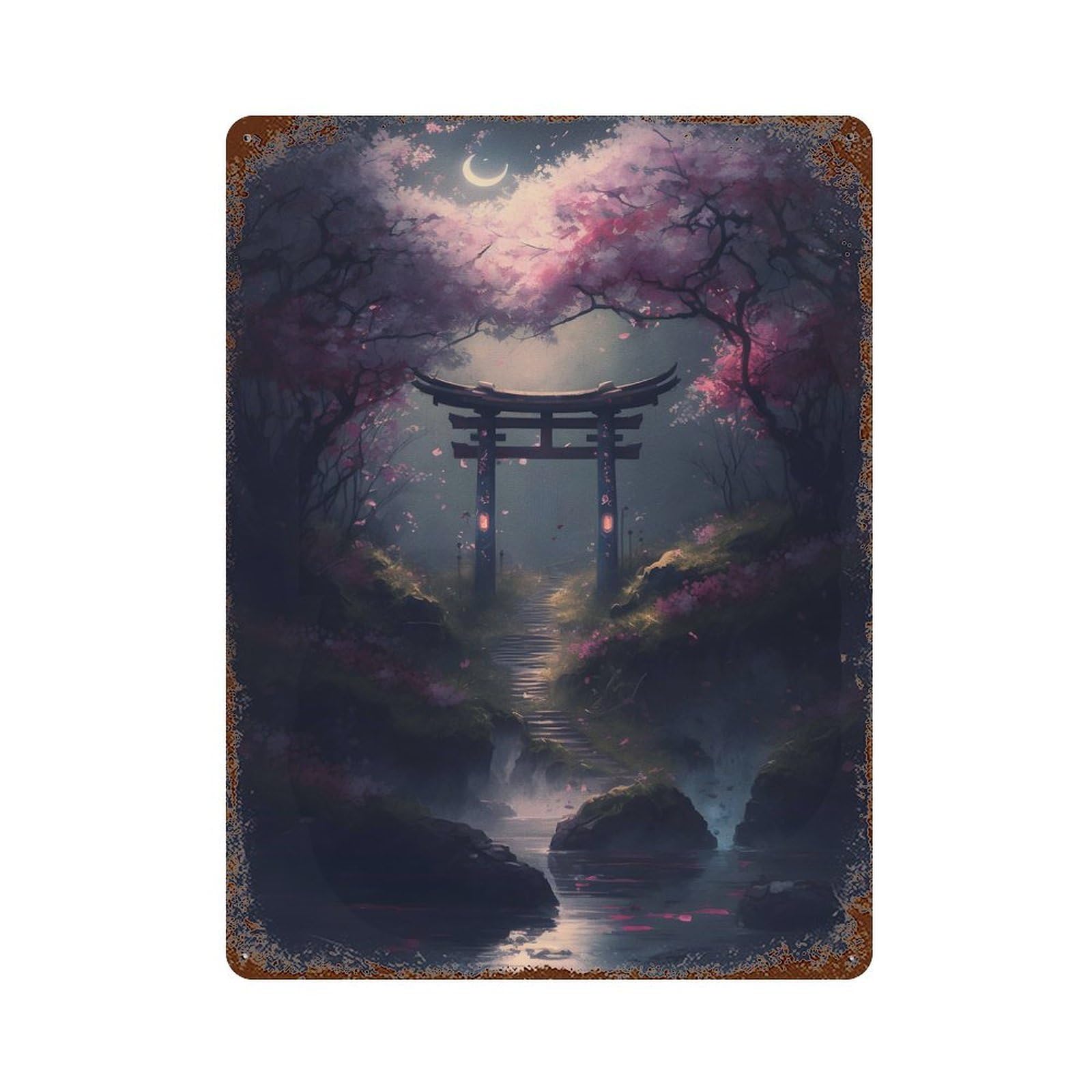 Spiritual Torii Gate Retro Metal Sign 15.7"x11.8", Rustic Home Decor for Garage, Pub Or Kitchen