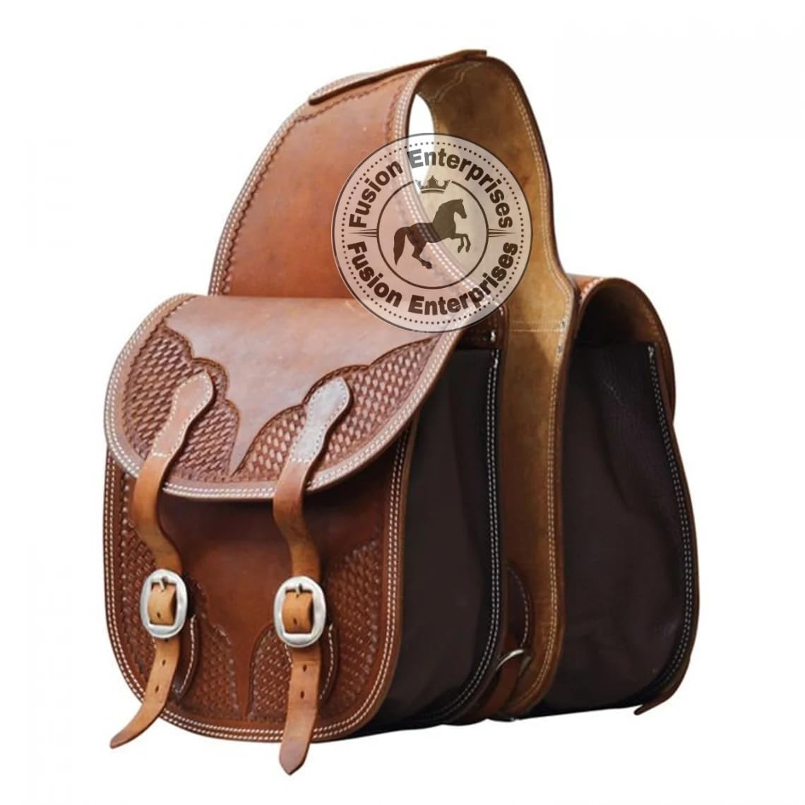Borsa da sella western in pelle per cavalli | Equitazione e corse di barili | Borsa da sella con tracolla regolabile DIMENSIONI: 10" L x 10" W x 3½" AM-88