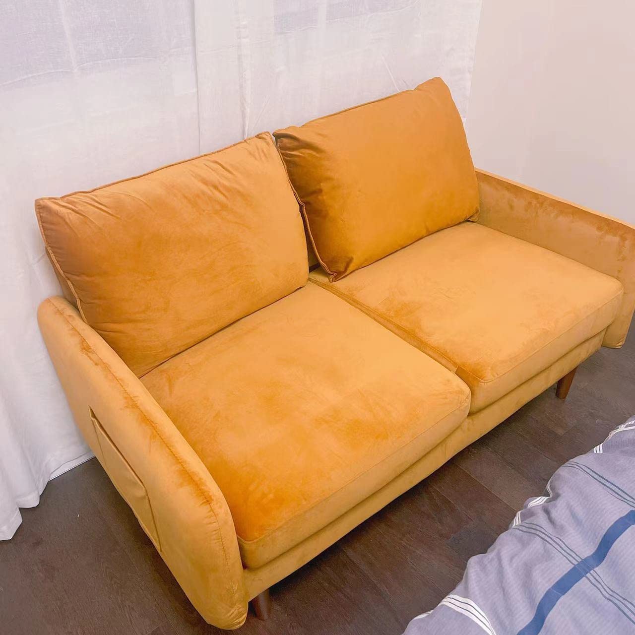 52/mo Finance Dreamsir 78'' W Velvet Sofa, MidCentury Love Seats Sofa Furniture with Bolster