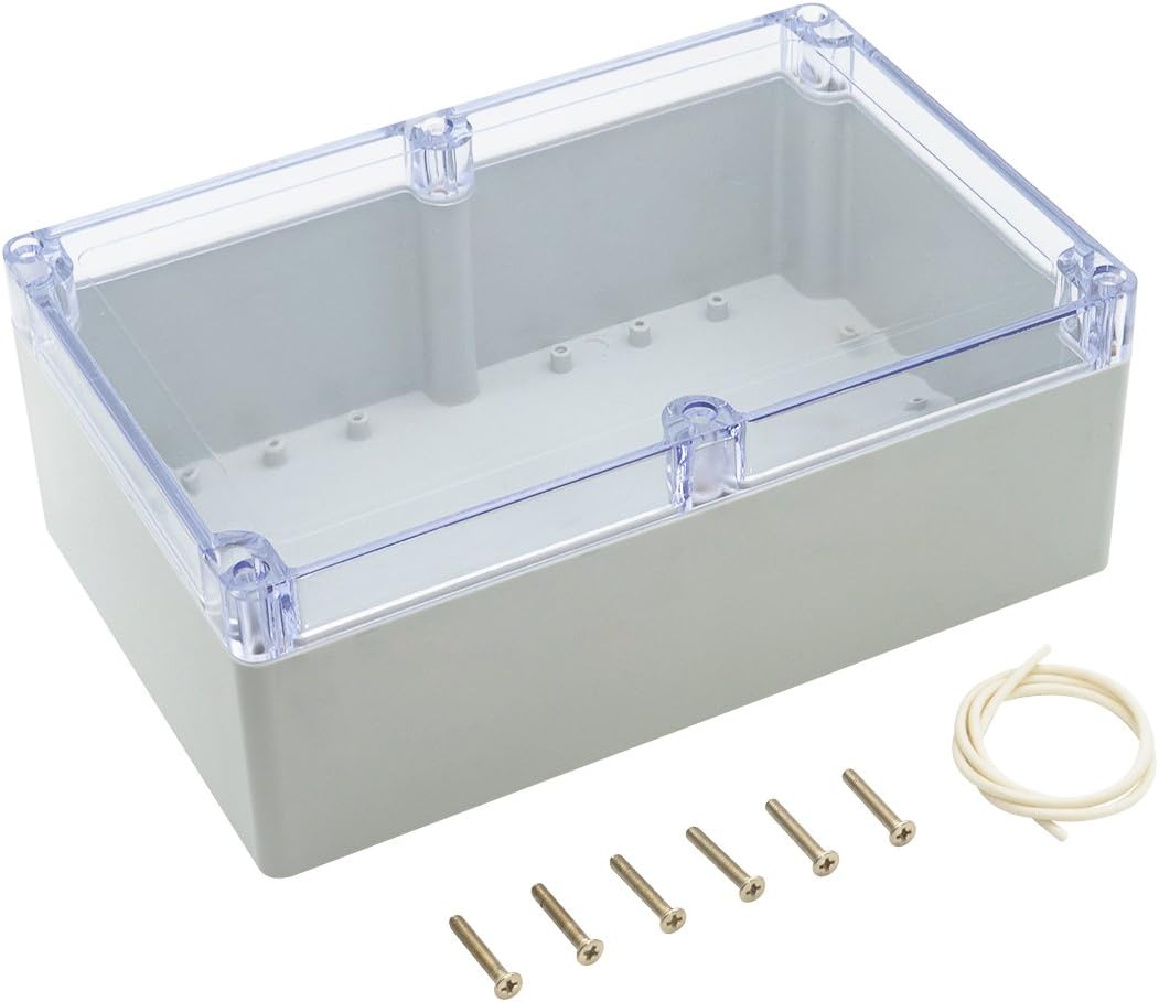 LeMotechABS Plastic Junction Box Dustproof Waterproof IP65 Electrical Enclosure Box Universal Project Enclosure Grey with PC Transparent Clear Cover 9 x 5.9 x 3.4 inch(230 x 150 x 87 mm)