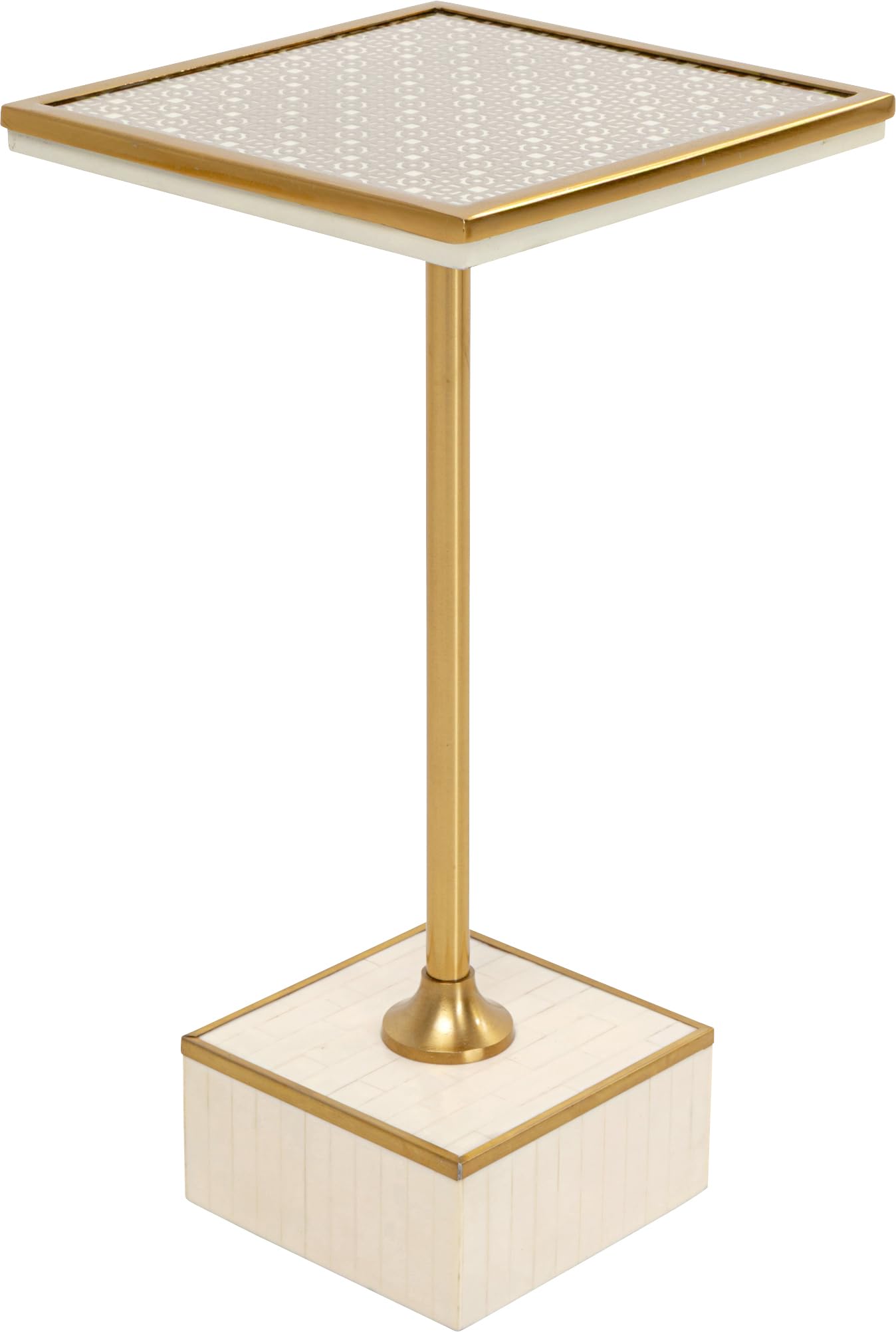 Kare Design Tavolino da caffè Grazia 25x25cm Grazia, beige, 25x25, quadrato, piano appoggio, per vasi di fiori, stile glam, soggiorno, corridoio, stanza da letto