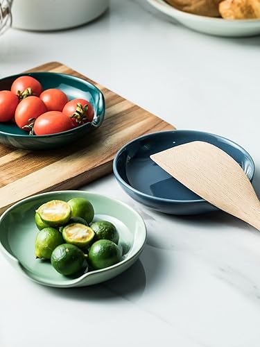 Miniatura 3 de LYEOBOH Soporte para cuchara para estufa, soporte de cuchara de cerámica para encimera de cocina, soporte para espátula de cocina de 5 pulgadas