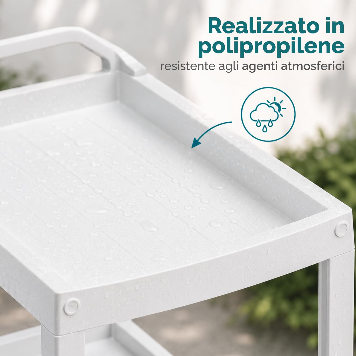 PALUPLUS Carrello Portavivande Esterno Bianco 53x74x73 cm 2 Ripiani Portabottiglie 5 Posti Made Italy