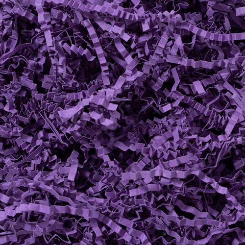 Mefleet 1/2 LB Crinkle Cut Paper Shred Filler 8 oz Purple Crinkle Shredded Paper for Gift Box - Gift Basket Bag Filler - Grass Cushion Stuffing for Easter Mothers day Holiday Packaging Wrapping