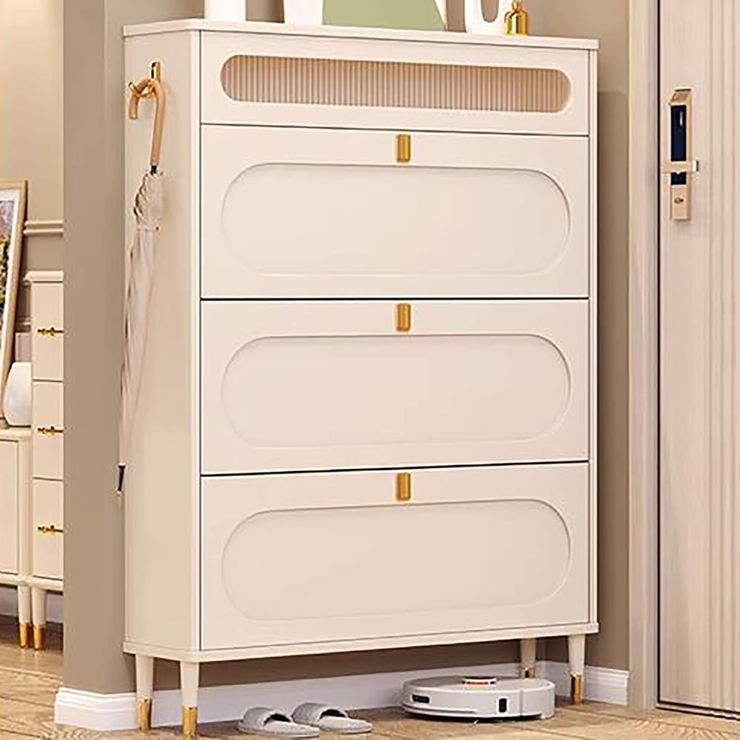 ARHAMS Zapatero Estrecho, Zapatero Entrada Recibidor, Zapatero Blanco