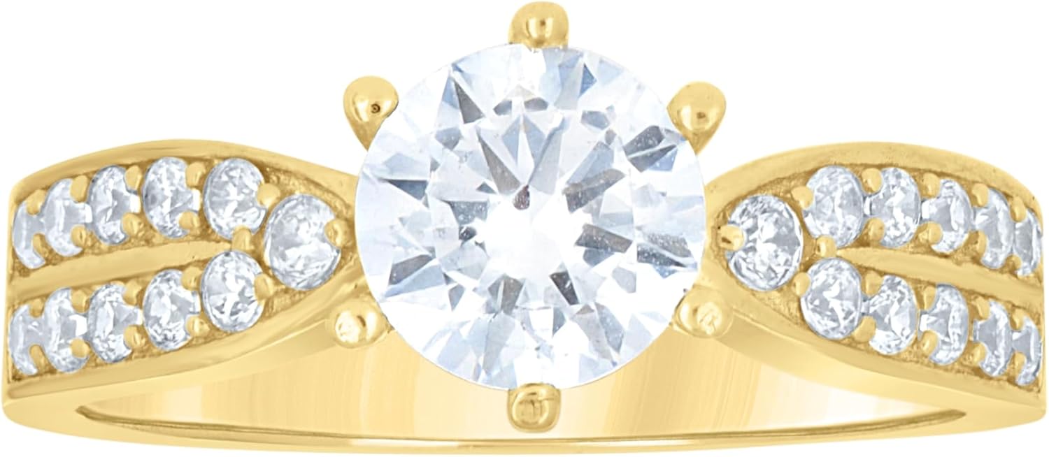 Jewels By Lux 10kt Yellow Gold Womens Cubic-Zirconia Engagement Ring
