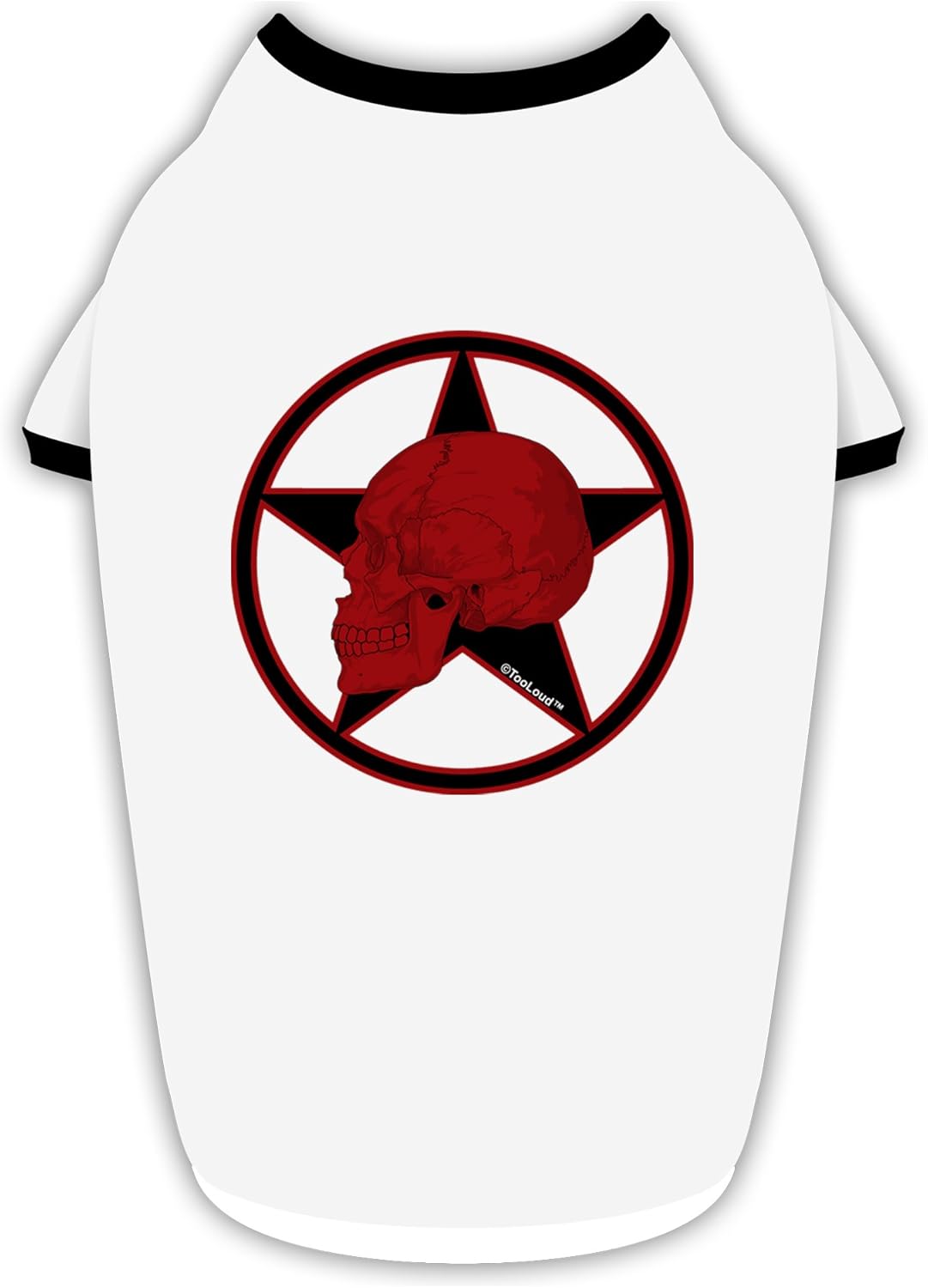 TOOLOUD Blood Red Skull Cotton Dog Shirt White with Black Large