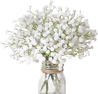 Veryhome 10 db Művirág Gypsophila Csokor - Fehér Műbabafű Dekoráció Esküvőre, Lakásba, DIY Virágkötészethez - Élethű, Tartós (Váza nélkül) 1