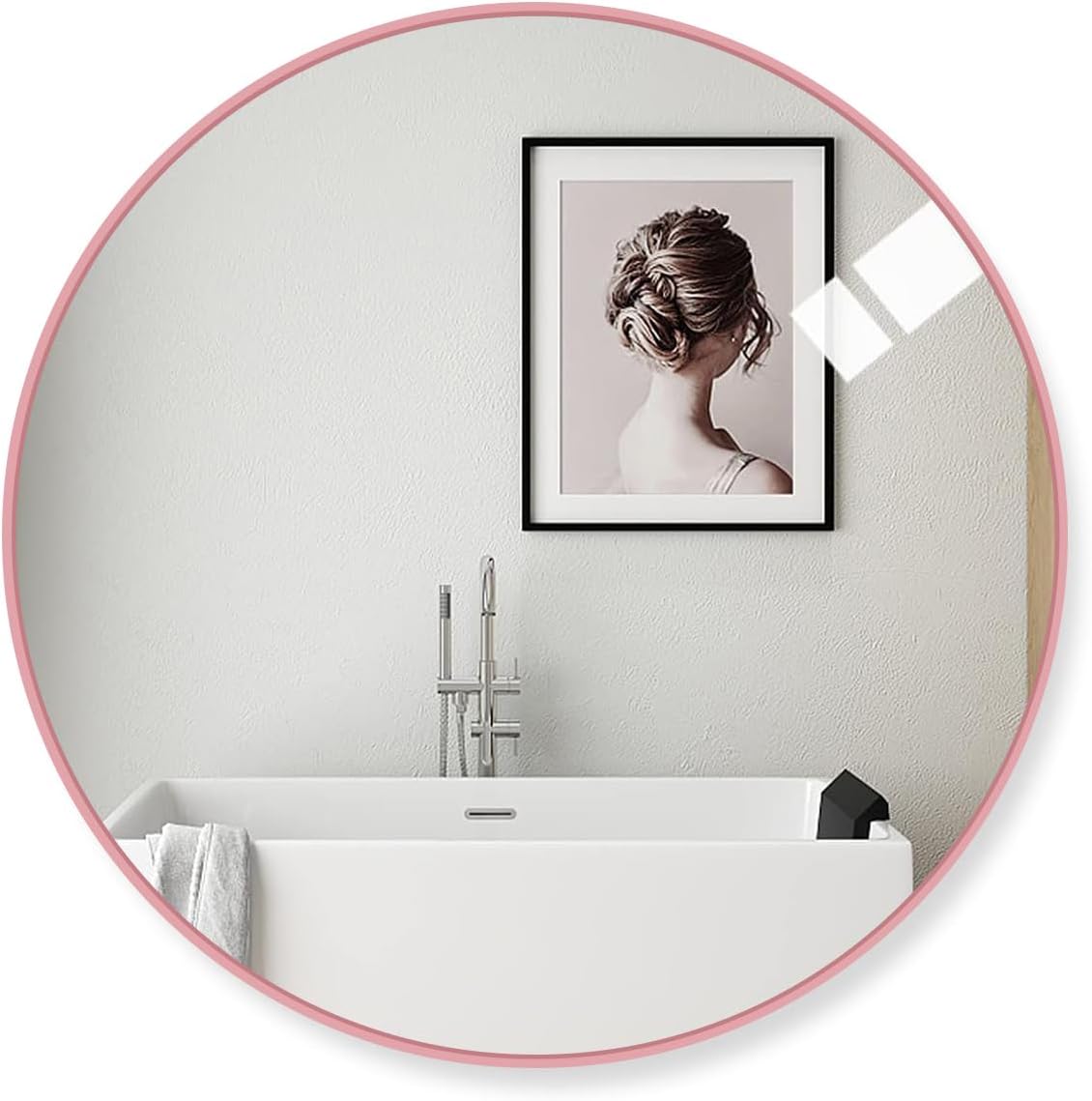 Amazing Tour 50cm Large Modern Round Mirror Pink Brushed Frame Wall ...