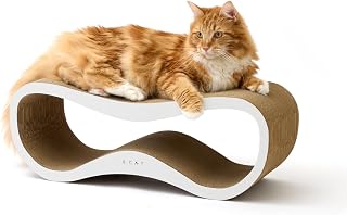 【くつろぐ・遊ぶ・研ぐ】&CAT 猫 爪とぎ ダンボール 研ぎカスがでにくい 強化段ボール 日本製 両面使用 長持ち TOG Arc（ホワイト）