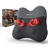 belhope Back Massager with Heat, Cordless Back Massage for Pain Relief Deep Tissue, 4D Shiatsu and Percussion Massage Pillow, Lower Back Massager for Office Chair, Gifts for Women Men Christmas, Grey