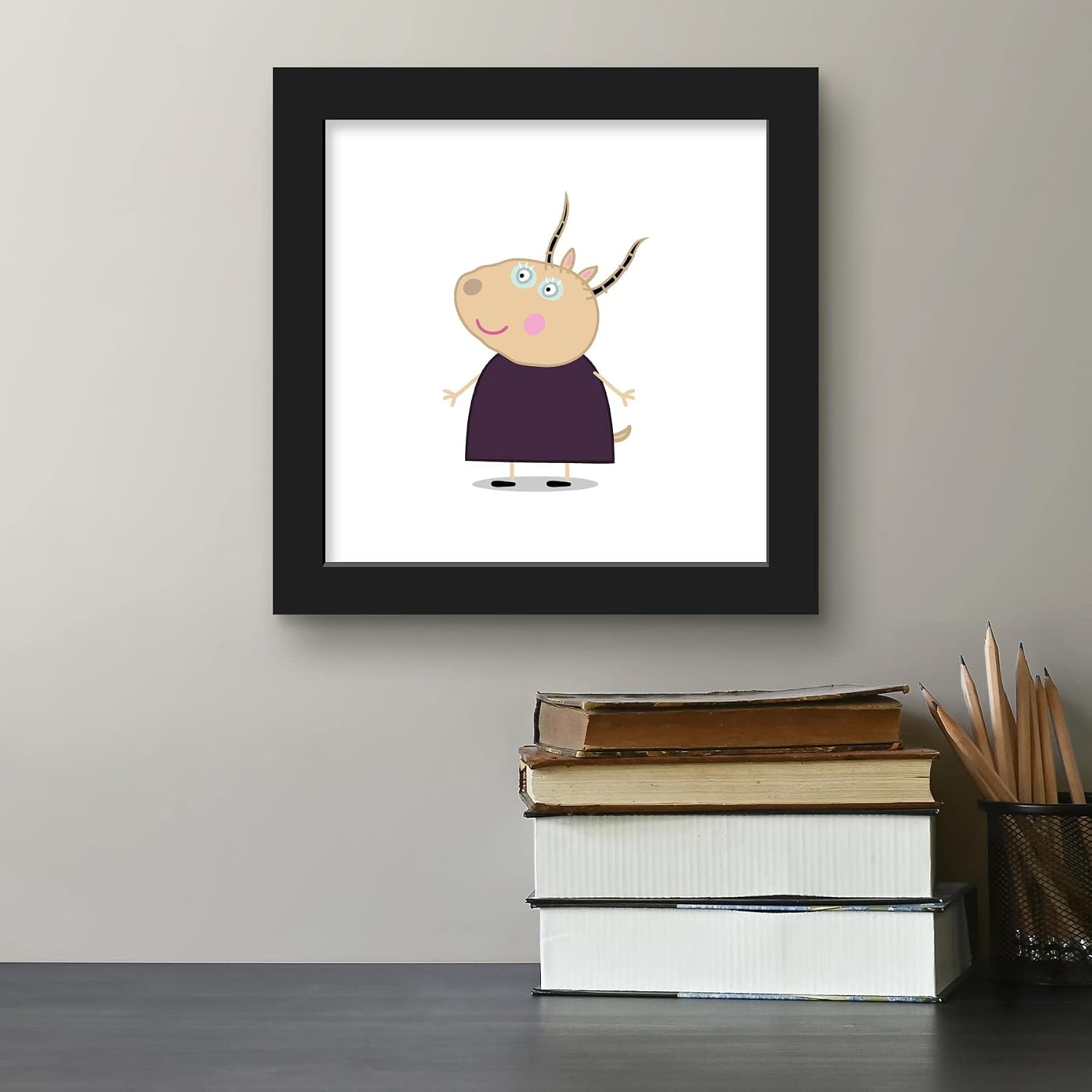 Trends International Gallery Pops Peppa Pig - Madame Gazelle Wall Art Wall Poster, 12" x 12", Black Framed Version
