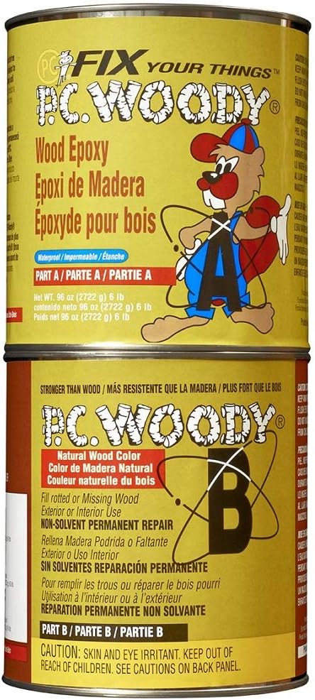 PC Products PC-Woody Wood Repair Epoxy Paste, Two-Part 96 oz in Two Cans, Tan 128336