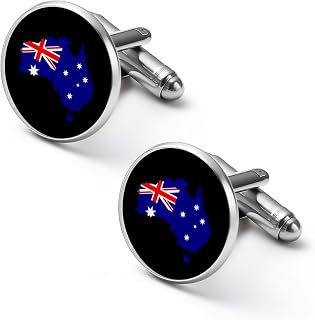 Australia Map Flag Cuff Links Mens Shirt Alloy Round Tuxedo Cufflinks for Wedding Groomsmen Jewelry
