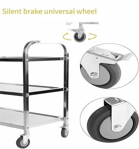 Miniatura 4 de Nisorpa Carrito utilitario de acero inoxidable de 3 niveles, 30 pulgadas de largo x 16 pulgadas de ancho x 33 pulgadas de alto, carritos rodantes de
