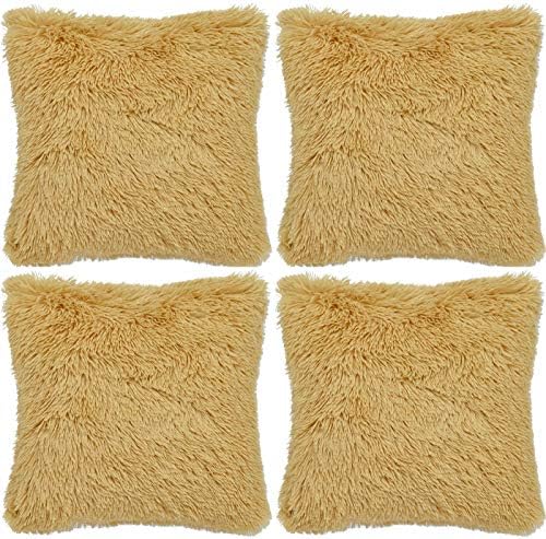 Adore 4 x Super Soft Faux Fur Cushion Cover Covers Cuddly Shaggy 43x43cm, Red
