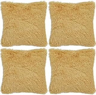 Adore 4 x Super Soft Faux Fur Cushion Cover Covers Cuddly Shaggy 43x43cm, Red