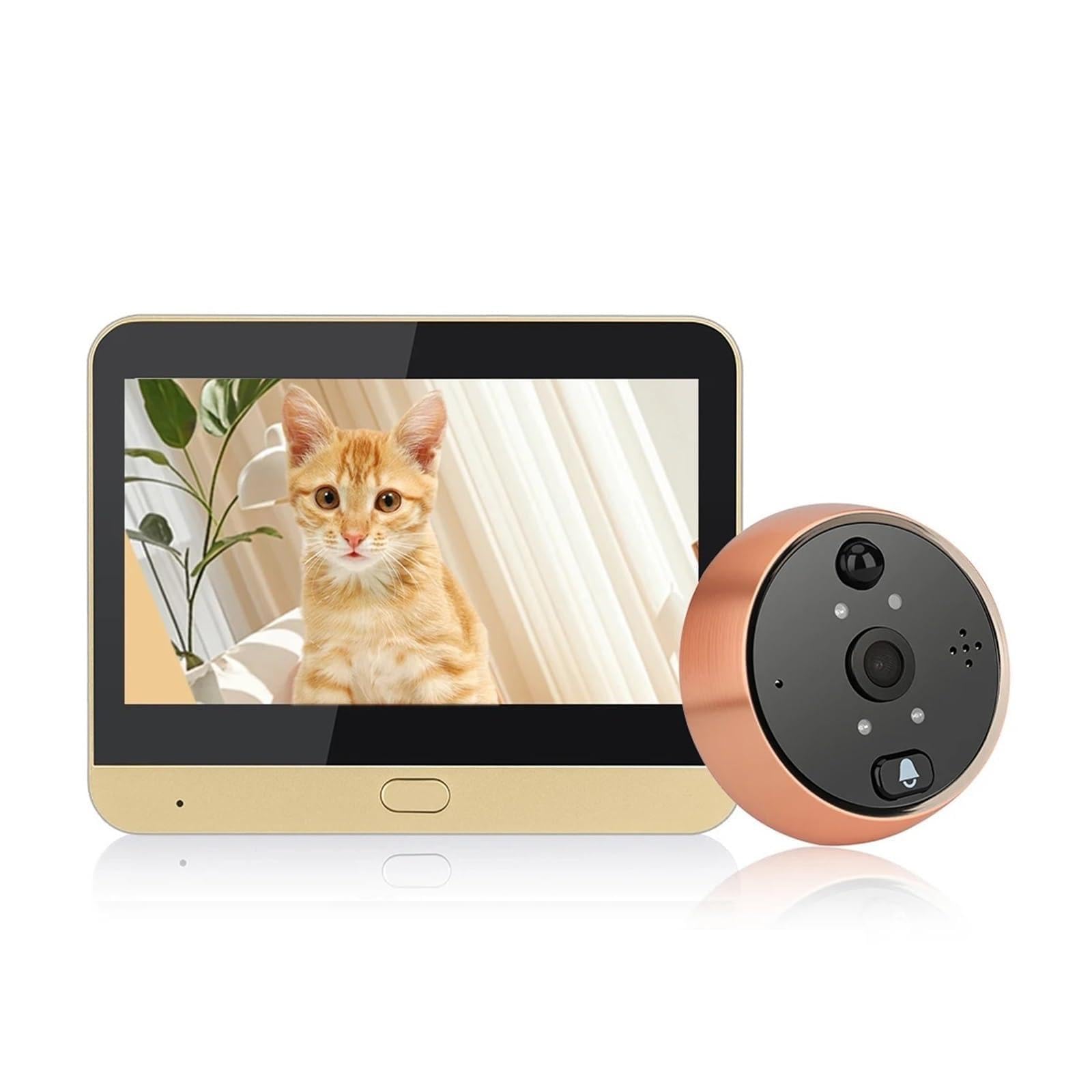 Sonnette antivol Wi-FI, interphone bidirectionnel, Sonnette vidéo, détection de Mouvement PIR, Judas, Surveillance à Distance, visionneuse Porte numérique Grand Angle(Peephole)
