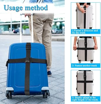 80In Suitcase Straps TSA Approved, Long Travel Attachment Belt, 4Pcs Brown, 80 In Fix