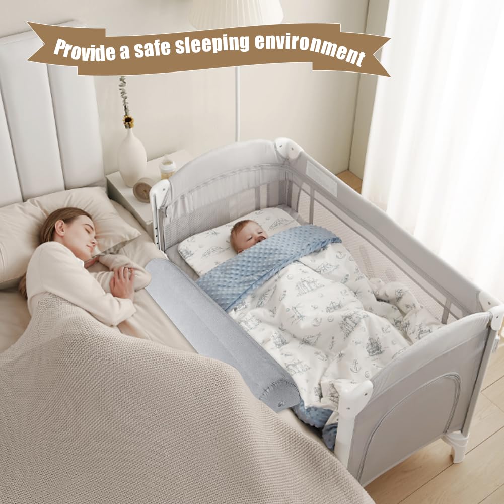 Lot de 2 barrières de lit gonflables - 130 cm - Protection anti-chute - Pour bébé et personnes âgées - Protection des bords de lit