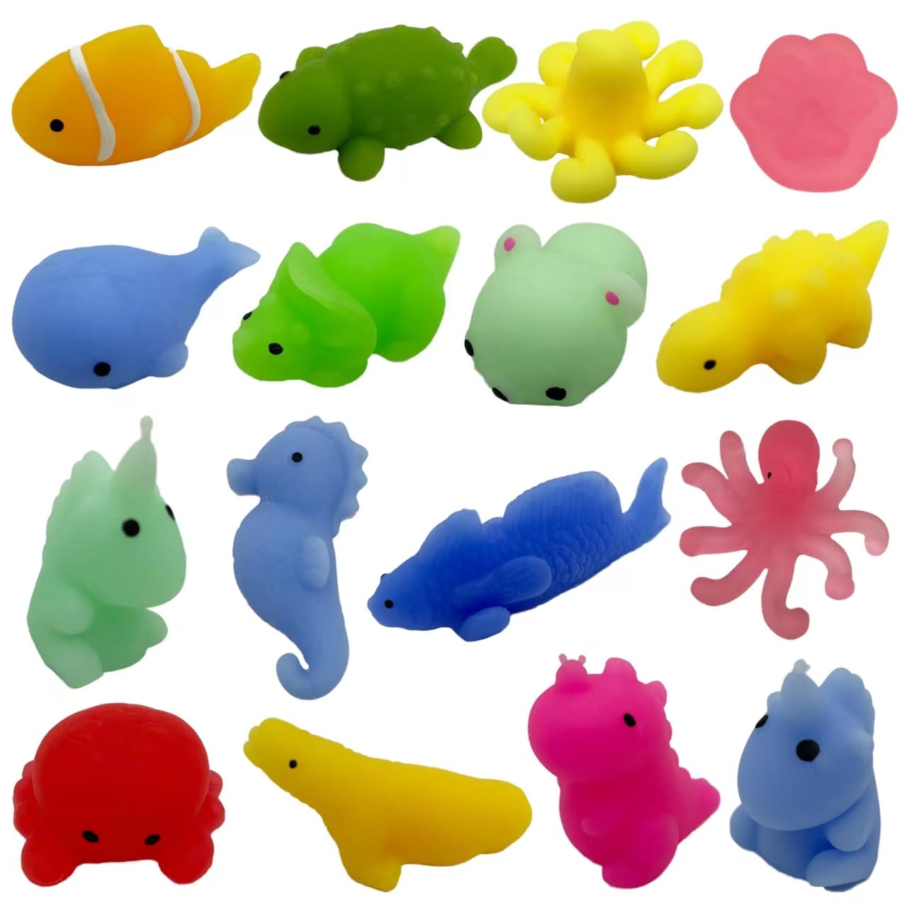 Cute Animal Stress Relief Toys, 16-Pack Multi-Color Squishy Fidget Toy Set for Anxiety Relief, Perfect for Office, Classroom, Home Use