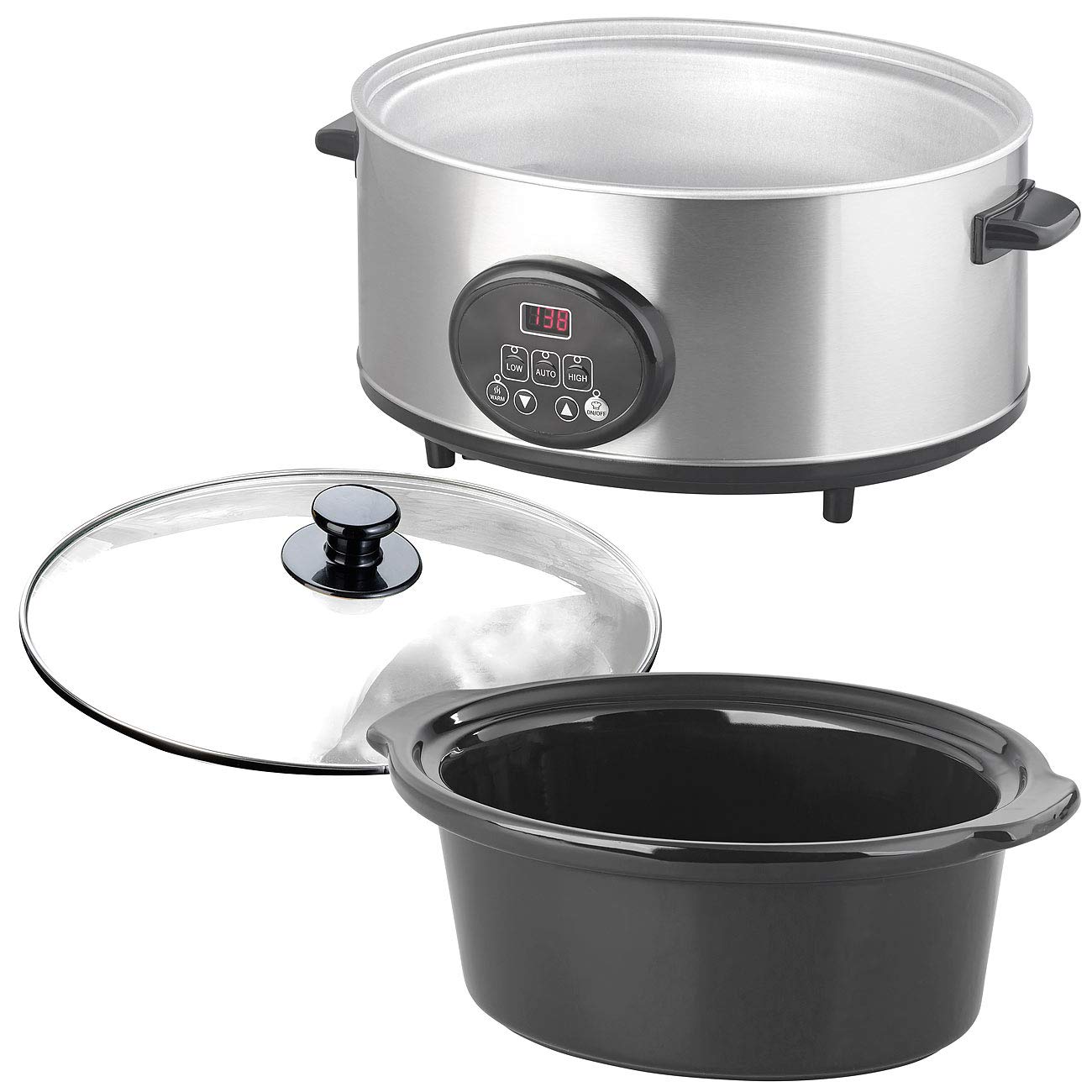 Rosenstein & Söhne Olla de cocción lenta digital 4,5 l 280 W con olla cerámica extraíble