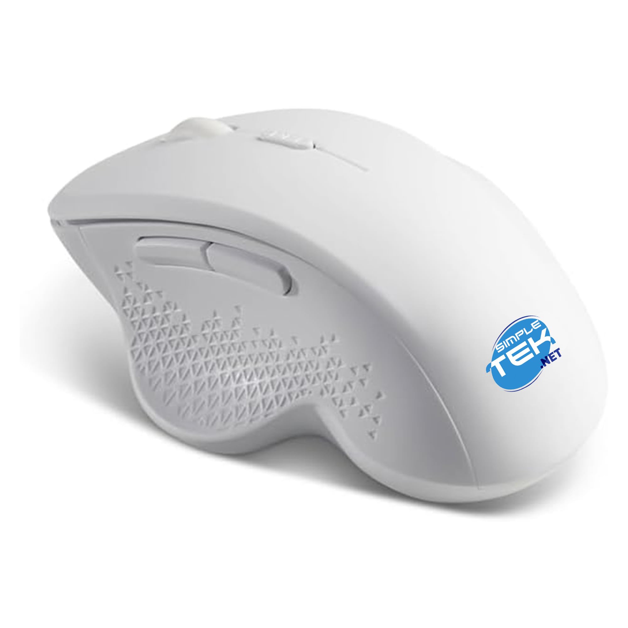 SIMPLETEK - Mouse Wireless 2.4GHz con Ricevitore USB - Design Ergonomico Bianco - Sensore Ottico DPI Regolabile 800-3200 - Universale