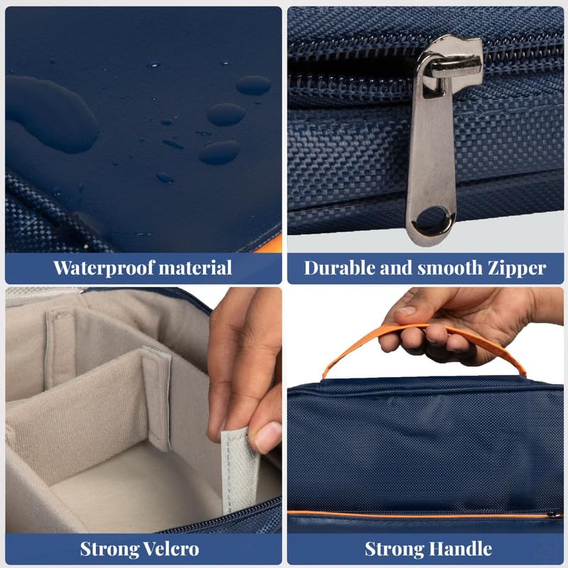 Image of HomeStrap Tech Organizer Case for Electronics Accessories | Storage Pouch for Chargers, Cables, Power Banks, SD Cards & Earphones | Waterproof & Travel-Friendly Gadget Bag -Navy Blue, Large
