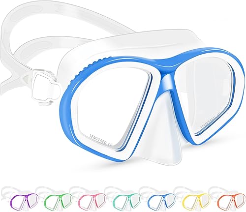 Supertrip Kids Swim Goggles, Swim Mask with Nose Cover, Tempered Glass Snorkel Diving Mask for Youth Boys Girls Age 6-14