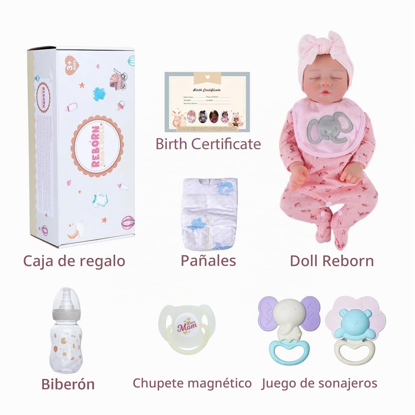 BABESIDE Muñecos Reborn Niña 17 Pulgadas - Originales Bebe Muñecas de bebé Realistas con Vinilo Cuerpo - Parece un Verdadero bebé (Ojos Cerrados)