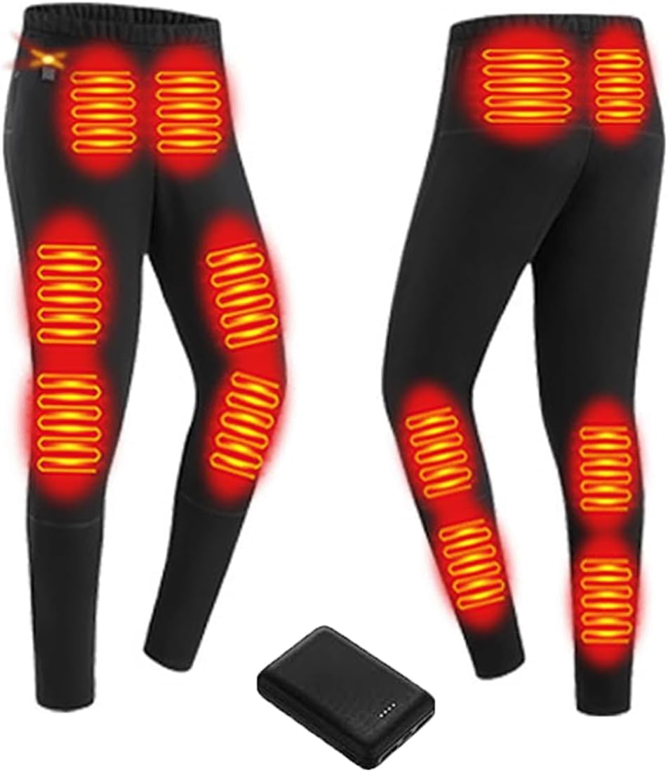 Podgrzewana bielizna z 12 strefami, trzy biegi, regulacja temperatury, podgrzewane elektrycznie spodnie do wędrówek na świeżym powietrzu(Menblack,XL)