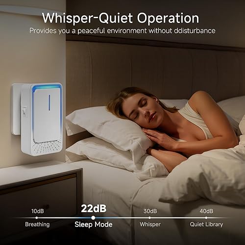 Miniatura 5 de Ionizadores de aire enchufables, paquete de 4 purificadores de aire con tecnología de iones negativos, mini ambientador silencioso para el hogar,