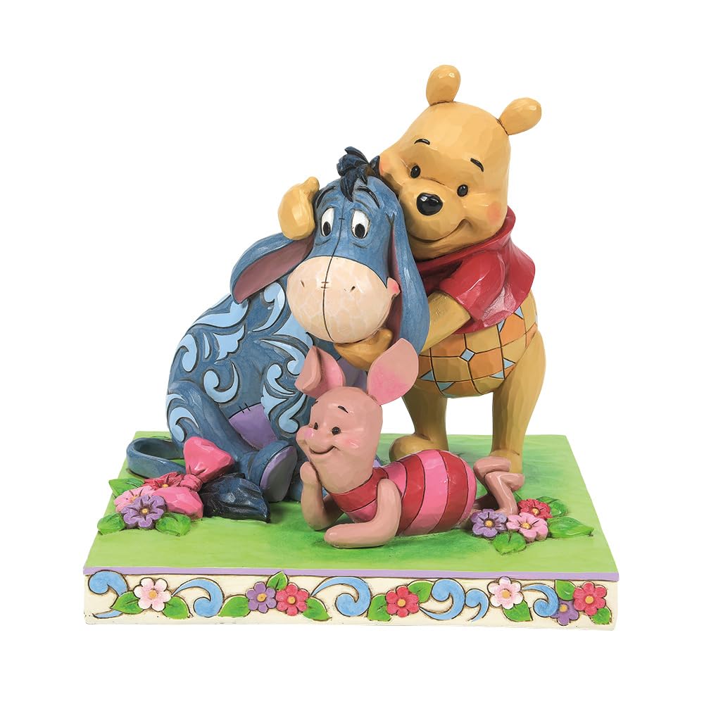 Disney Traditions by Jim Shore Winnie The Pooh with Piglet and Eeyore Friends Figurine, 6.125 Inch, Multicolor