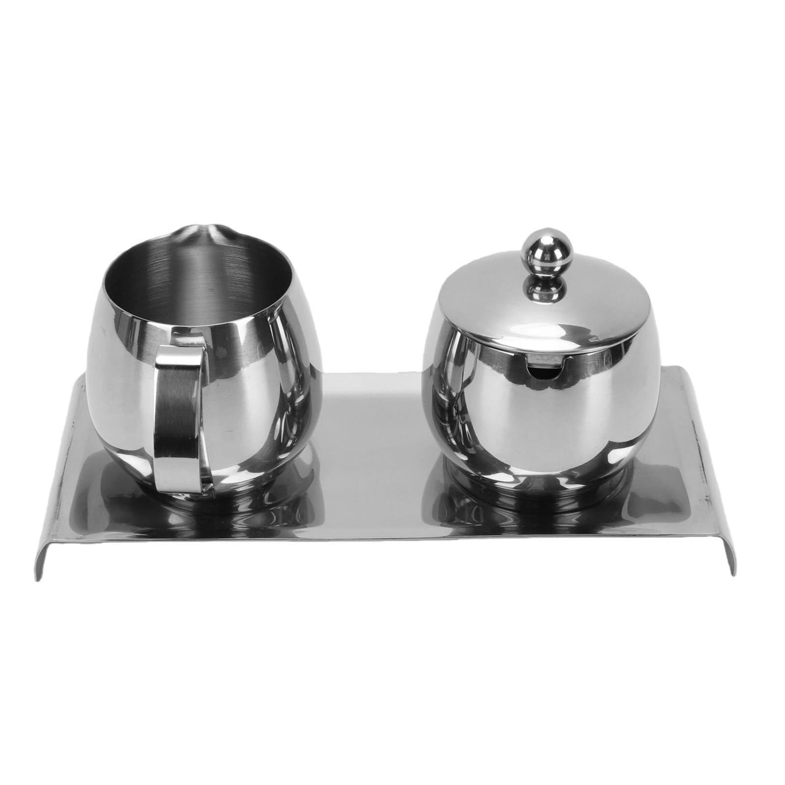 GOWENIC Jarra para Espumar Leche de Acero Inoxidable de 300 Ml, Juego de Latte Art con Bandeja para Azucarero, Boquilla Ergonómica de Precisión para café Barista, Acero Inoxidable 304